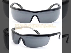 Safety Glasses for Men and Women with Anti-Fog and Scratch Resistant Wrap Around Lenses, Adjustable Temples and Nose