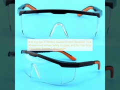 Anti-fog Eye Protective Glasses Scratch Resistant Clear Wraparound Lenses Safety Goggles and No-Slip Grips Adjustable Temples Lab Goggles