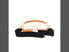 Dual mold safety goggle that provides extra fog control and ventilation with an impact resistant lens